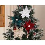 Große Weihnachtsblumen, 30cm, 6 Stück, künstliche Weihnachts Blumen Samt, Weihnachtsbaum Blumen Ornamente, gefaltet, für Weihnachtsdekoration, Neujahr,Hochzeit ﻿ (Champagner)