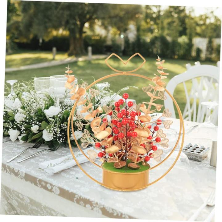 künstlicher Blumenkorb künstliche rote Beeren Hochzeitsornament Wohndekoration Verlobungsornament künstliche blüten büro Dekoration Neujahrsgeschenk Desktop-Dekor Eisen
