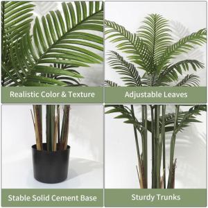 Kunstpflanzen Groß Areca Kunstpalme 160cm Künstliche Areca Palme Pflanzen 15 Zweige im Topf Tropical Hawaii Grün Fake Plant Dekopflanzen für Schlafzimmer Büro Garten Hochzeit 