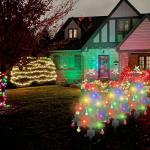 Kunstkerstboom met lichtketting, voor buiten, op zonne-energie, 85 cm, led-kerstboom met 14 kerstballen, kerstdecoratie, outdoor, decoratie op zonne-energie, voor buiten, tuin, kle