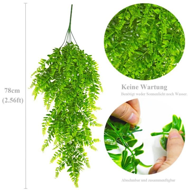 Kunsthangplanten, 4 stuks, hangende Boston varen, plastic planten, uv-bestendig, nepplanten, groene planten voor buiten, binnen, balkon, tuin, kamerdecoratie