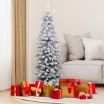 Kunstkerstboom met sneeuw, 120/140 warmwitte leds, 8 transformatiemodi, 249/334 takpunten, van PE en pvc, 150 cm/180 cm, met cementbasis (150 cm)
