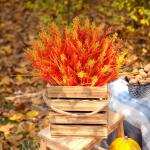 Kunstbloemen, 6 bundels voor buiten, met bloemen, uv-bestendig kunststof, herfstplanten voor tuin, raam, veranda, balkonplanten, herfstdecoratie