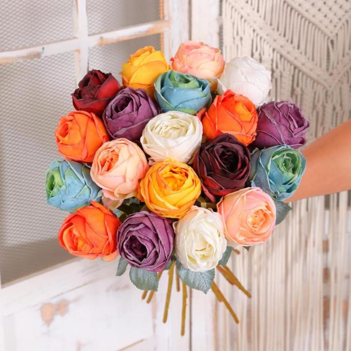 10 stuks kunstmatige rozen, blauw, 50 cm hoog, enkele roos, lange steel, namaakbloem, zijden bloesem, roos, realistische bloem voor tafel, kantoor, feest, bruiloft, woondecoratie (