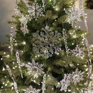 Hochwertiger Künstlicher Weihnachtsbaum für Zuhause, Büro, Party-Dekoration, Einfacher Aufbau, Faltbarer Sockel, mit Kristalldekoration(210cm/7ft)