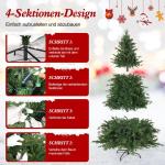 Kunstkerstboom met 250 leds, PE & pvc, diameter ca. 124 cm, met sneeuw, 180 cm, 1000 takpunten, metalen gewrichten en inklapbare standaard, kerstboom voor kantoor, thuis, winkel, f