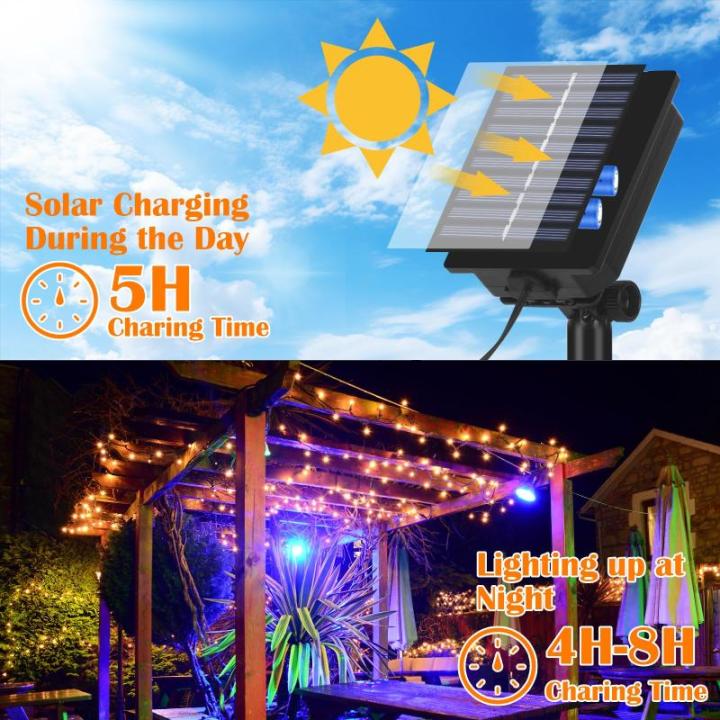 Solar ljuskedja utomhus 22 m 200 LED, 8 Mode Fairy Lights Outdoor Solar, IP44 Weerbestendige Outdoor Fairy Lights voor Kerstmis, Tuin, Tuin, Patio, Bruiloftsdecoraties (Warm Wit)[G