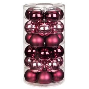 Inge Glazen , mooie van glas, 30 in doos, kerstboomversiering, kerstboomballen, Berry Kiss, rode bessen glans/mat