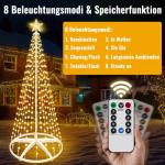 2,28 m, kerstboom, metaal, grote kegelvorm, 8 verlichtingsmodi, timer, afstandsbediening voor binnen en buiten, kerstdecoratie (warm wit)