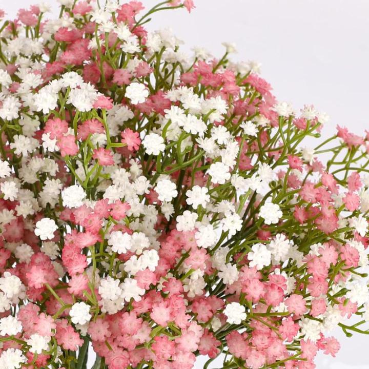 Gypsophila , 10 stuks, Gypsophila , sluierkruid, namaakbloemen, boeketten voor bruiloft, bruid, feest, woondecoratie (roze en wit)