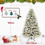 Kerstboom met ledlampjes en sneeuwvlokken, metalen standaard, kunstkerstboom, voor kerstdecoratie (180 cm met kleurrijke leds)