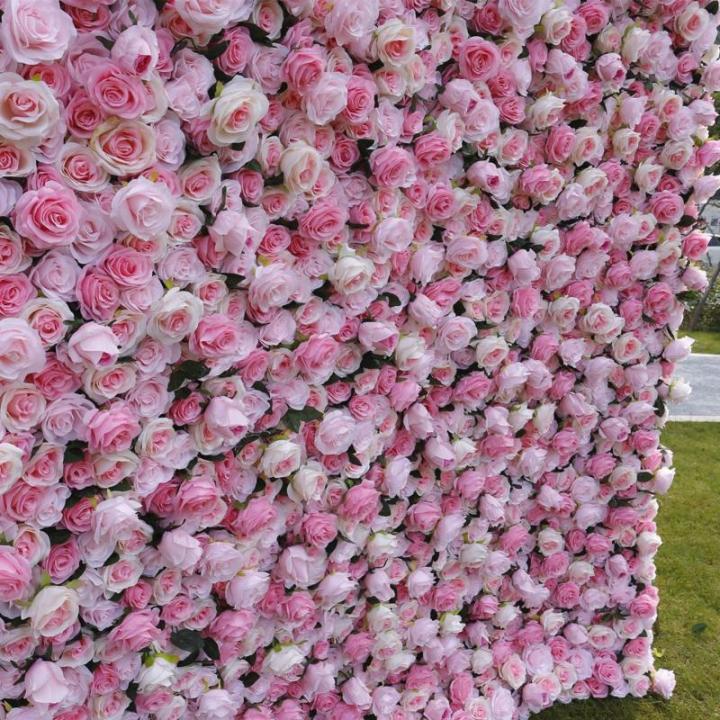Rosa Rosensimulationsblumenwand-Hintergrundwand, Hochdichte 5D-Stoffbasis-Simulationsblumenwand, Outdoor-Event-Dekoration Für Fotohintergrund Home Party Hochzeitshintergrund(6.56f