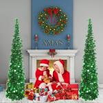 Kunstkerstboom, 1,5 m, opvouwbare pop-up kerstboom met pailletten voor Kerstmis, feestbenodigdheden, huisdecoratie, rood