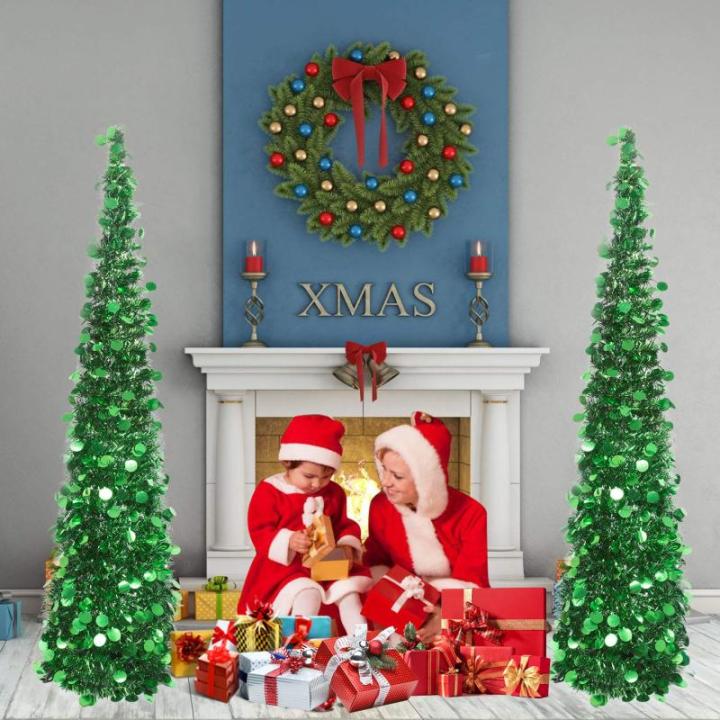Kunstkerstboom, 1,5 m, opvouwbare pop-up kerstboom met pailletten voor Kerstmis, feestbenodigdheden, huisdecoratie, rood