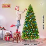 Kunstkerstboom van 180 cm met 250 RGB ledverlichting, premium dennenboom, kunstkerstboom van kunstkerstboom van PE en pvc, met metalen standaard, 800 takpunten, snel op te bouwen k