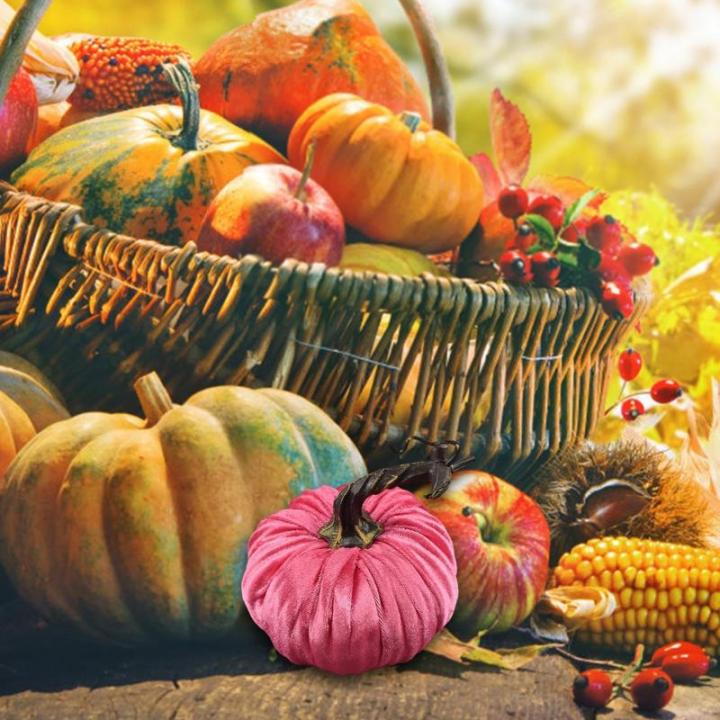 Kleine Samtkürbisse,Künstliche Kürbisse,Bunte Kunstschaum Dekoration - 10 cm/3,9 Zoll Handgemachte Halloween Ernte Gemüse Simulation Kürbisse Foto Requisiten, Stoff Kürbisse 