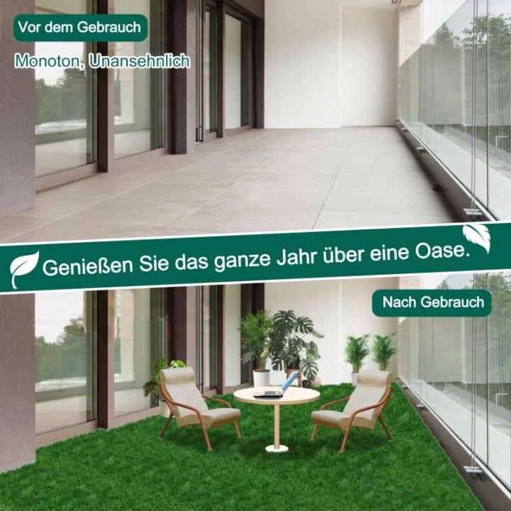 11 Stück Kunstrasen 30x30cm Kunstrasenteppich, Miniatur Garten Deko Rasenteppich, PE Kunstrase Künstlicher Grasteppich UV-beständig, für Terrasse Balkon Innen und Außen