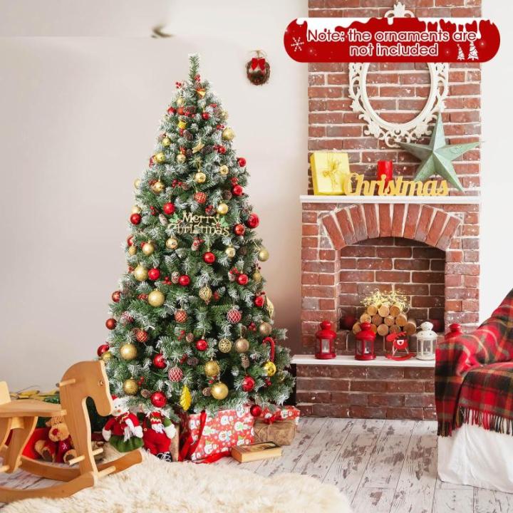 150/195 cm Künstlicher Weihnachtsbaum mit 200/420 LED-Lichtern und 8 Beleuchtungsmodi, Kunstbaum mit roten Ananas & Beeren, Christbaum mit Metallständer für Weihnachten (195 cm)