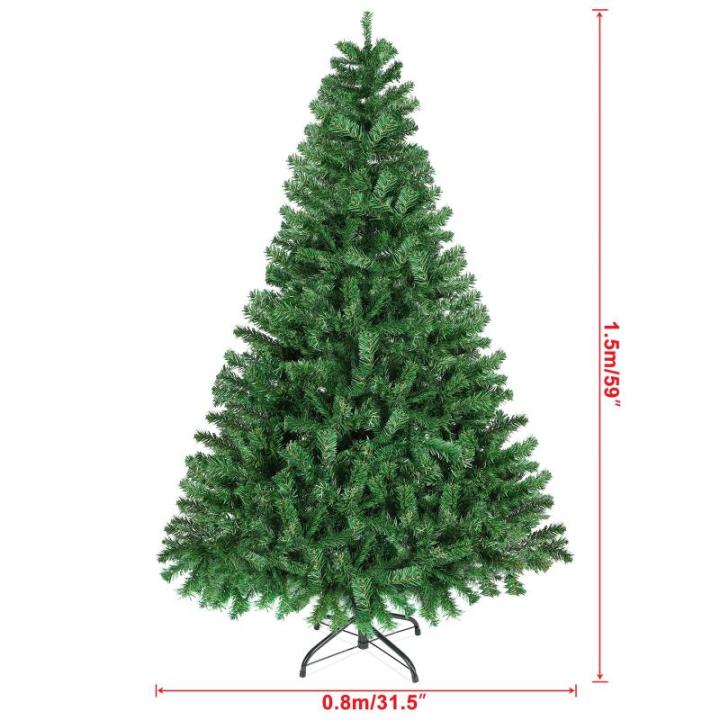 5FT künstlicher Weihnachtsbaum mit 550 PVC-Astspitzen, Weihnachtsbaum mit faltbarem Metallfuß, einfache Montage, Weihnachtsdekoration für Zuhause und Büro