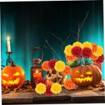 Goudsbloem bloemkoppen bulk, Halloween kunstmatige goudsbloemkoppen 60 stuks 4 cm zijden ringlingbloemen hoofden levenseer levende eik