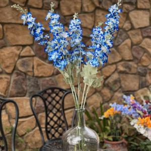 Delphinium 6 stuks zijden bloemen ridderspoor 85 cm lange steel bloemen voor thuis bruiloft kantoor arrangement decoratie (gradiënt blauw)