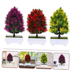 3 Stück Künstliche Topfpflanze Künstliche Pflanze Miniatur Kunstbaum Mini Künstliche Topfpflanze Simulierte Kiefer Bonsai Schreibtisch Schmuckstücke Bonsai Baum Künstliche