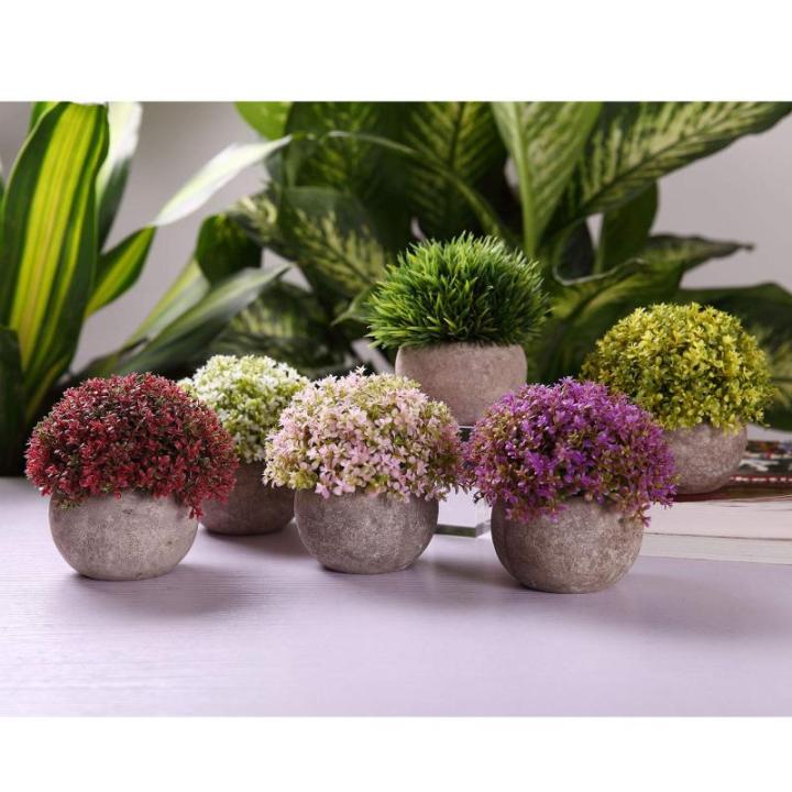 Plastic Nep Planten met Potten Decoratieve Kleurrijke Levensechte Bloem voor Thuis/Kantoor Decor Pak van 6