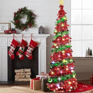 Pop Up Spiral Weihnachtsbaum, 150 cm Künstlicher Weihnachtsbaum Zusammenklappbar mit 5 m 50 LED und Stern Spitze, Weihnachtsbaum Künstlich für Hause, Wohnung, Party (A)