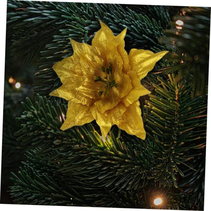 7 Stück Künstliche Blumen Weihnachtsdekoration Künstliche Weihnachtsblumen Stoff Weihnachtsstern Künstliche Blumen Girlanden Bodenaufkleber Für Bänder Festliches