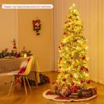 Kunstkerstboom van 190 cm met verlichting en sneeuw, potlood dennenboom met 280 warmwitte ledlampen en 60 dennenappels, smalle kerstboom voor thuis