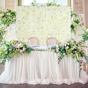 Blumen Wand Hintergrund Rosen Weiß: 3D Floral Panels Künstliche Hochzeit Dekorationen Girlande 1,5 m x 1,1 m für Party Braut Babyparty Hintergrund 12 Packungen