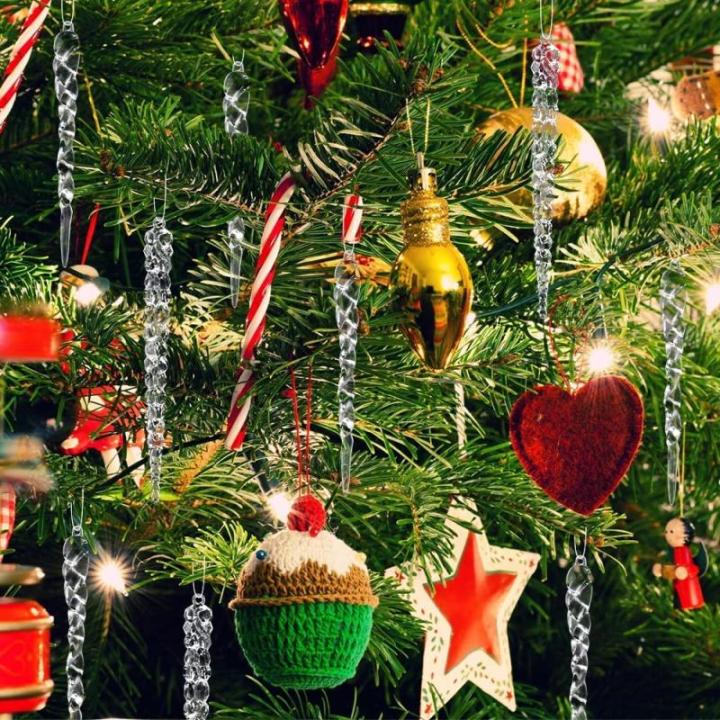 Kerstboomversiering, ijspegel, 25 stuks, kerstboom, ijspegeldecoraties, kerstboomversiering, acryl ijspegels sneeuwvlokken decoratie