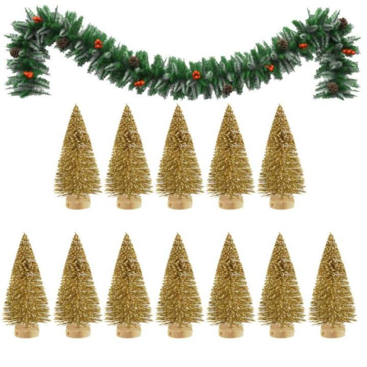 12 Stück Weihnachtsbaum Klein, Weihnachtsbaum Deko Künstlich Klein Bereifte Zeder, Winterschmuck, Tisch Modell Bäume, Kleine Sisalbäume Für Weiße Weihnachts Dekoration