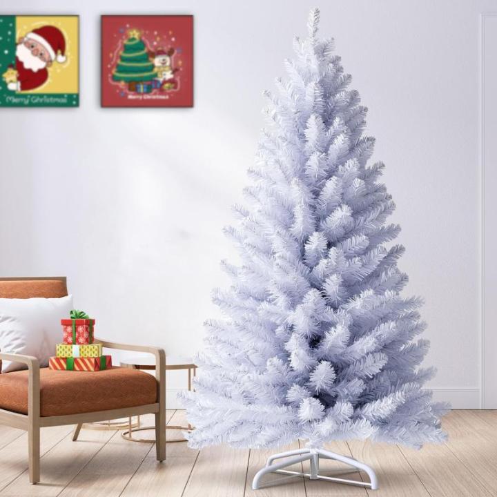 Weihnachtsbaum Künstlich，Tannenbaum Künstlich PVC mit Metallständer，Premium Nordmanntanne,Schwer Entflammbarer Christbaum für Weihnachten-Dekoration,Mehrweg,Weiß Tannenbau