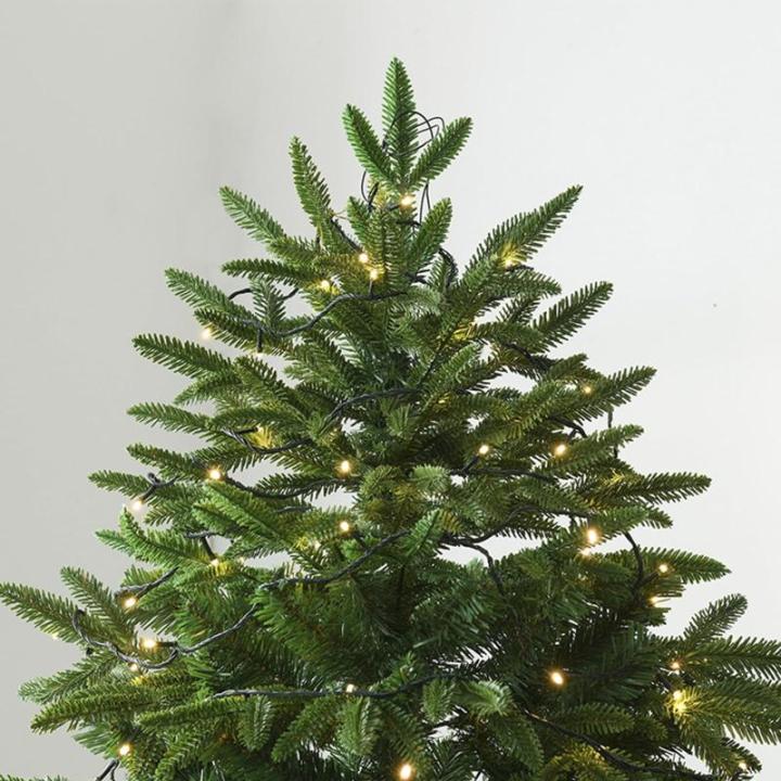 Vorbeleuchteter künstlicher Weihnachtsbaum mit Lichtern, Grüner Tannenbaum Christbaum mit Metallscharnieren,faltbarem Sockel und Baumkorb für Zuhause,Party,Büro,Bar,210CM/7FT