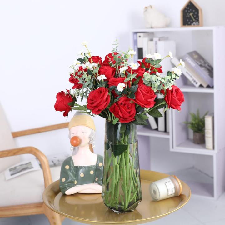 10 stuks kunstzijden rozen bloemen bruiloft boeketten (rood)