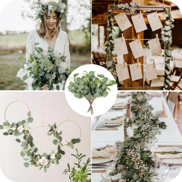 eucalyptus decoratie simulatie groene eucalyptus laat takken zilveren dollars eucalyptus plant bulk voor bruiloft, tuin, huis, kantoor decoratie (groen, 48 stuks)