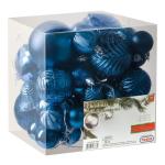 middernachtblauwe kerstbalornamenten voor kerstversiering - 36 stuks kerstboom onbreekbare ornamenten met ophanglus voor vakantie- en feestdecoratie (combo van 6 stijlen in 3 maten