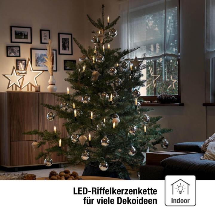 Lichtsnoer kerstboom, 16 kerstkaarsen elk 20 lumen, 6 m verlicht, mini-lichtketting voor binnen met stekker, kaarslichtsnoer, groene kerstboomkaarsen, wit, 611618