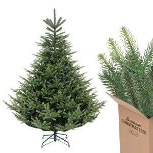 Kunstkerstboom, 210 cm, natuurgetrouwe dennenboom, kunstkerstboom met klapscherm, pvc en PE kerstboom, metalen kerstboomstandaard