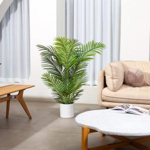 Areca Kunstpalm, 120 cm, in pot, kunstplant, tropisch, Hawaï, groen, voor slaapkamer, kantoor, tuin, bruiloft, party, decoratie (2 stuks)