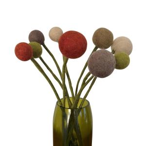 9 vilten bloemen - kleine bloemengroet - boeket - fair trade - handgemaakt (natuur)