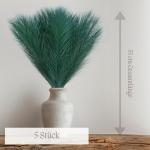 Kunstpampasgras, kleur groen, 5 stelen, 55 cm lengte, kunstmatig pampasgras woonkamer, droogbloemen voor slaapkamer, bruiloft, boho-decoratie