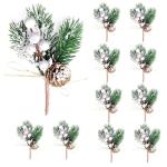 Kunstbessen, 10 stuks decoratieve takken met bessen, kerstbessen, bessenprikkers, hulstbessentakken, kerstbessenstelen, voor kerstboom, krans, arrangement, woondecoratie, wit