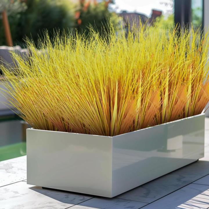 , verpakking van 8 stuks zoals echt kunstgras, kunstbossen, tarwegras, groen, outdoor, uv-bestendig, kunstgras voor thuis en tuin (8, geel oranje)