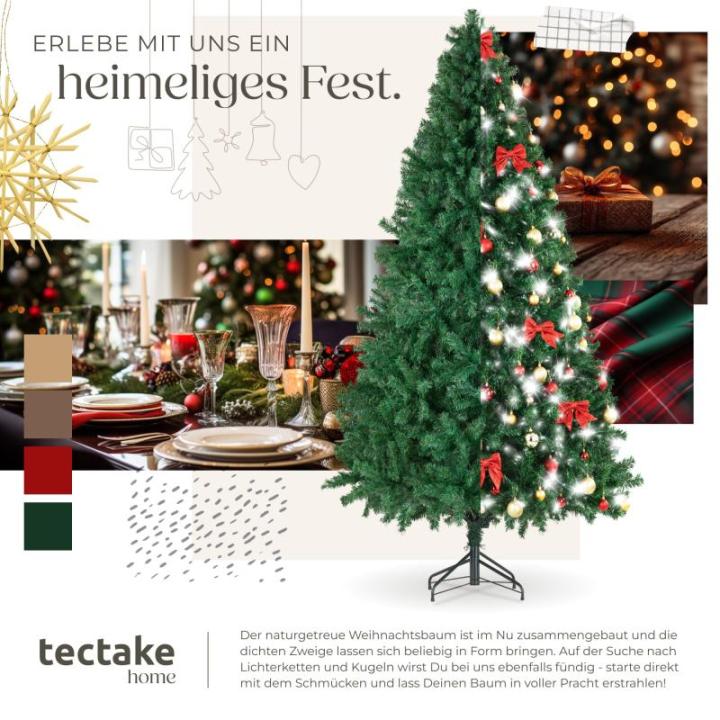 Künstlicher Weihnachtsbaum, dichter Tannenbaum künstlich, flexibel biegbare künstliche Tannenzweige, inkl. Stahlbaumständer, Weihnachtsbaum als Weihnachtsdeko, grün - 230 cm, 