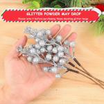 Kunstbessen kerstdecoratie, 24 stuks kunstbessendecoratie, kunstbessentakken voor kerstboom, decoratie, handwerk, bruiloft, vakantie, winterdecoratie, zilverkleurig