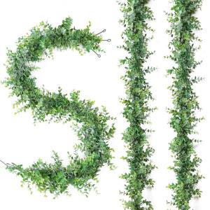 3Pcs Kunstmatige Eucalyptus Garland Wijnstokken 6FT Kunstmatige Opknoping Planten Faux Eucalyptus Bladeren Zijde planten kunstmatige groen slinger voor Bruiloft Party Home Decor