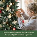 Nordmann Kunstkerstboom met sneeuweffect, kunstkerstboom met handgemaakte houten standaard, sneeuw, 61 dennenappels en 2500 takpunten, eenvoudig te monteren
