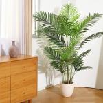 Künstliche Areca Palme 160 cm Fake Palm Tree 17 Stämme Faux Tree für Indoor Outdoor Modern Decor Feaux Dypsis Lutescens Pflanzen im Topf für Home Office (1 Stück)